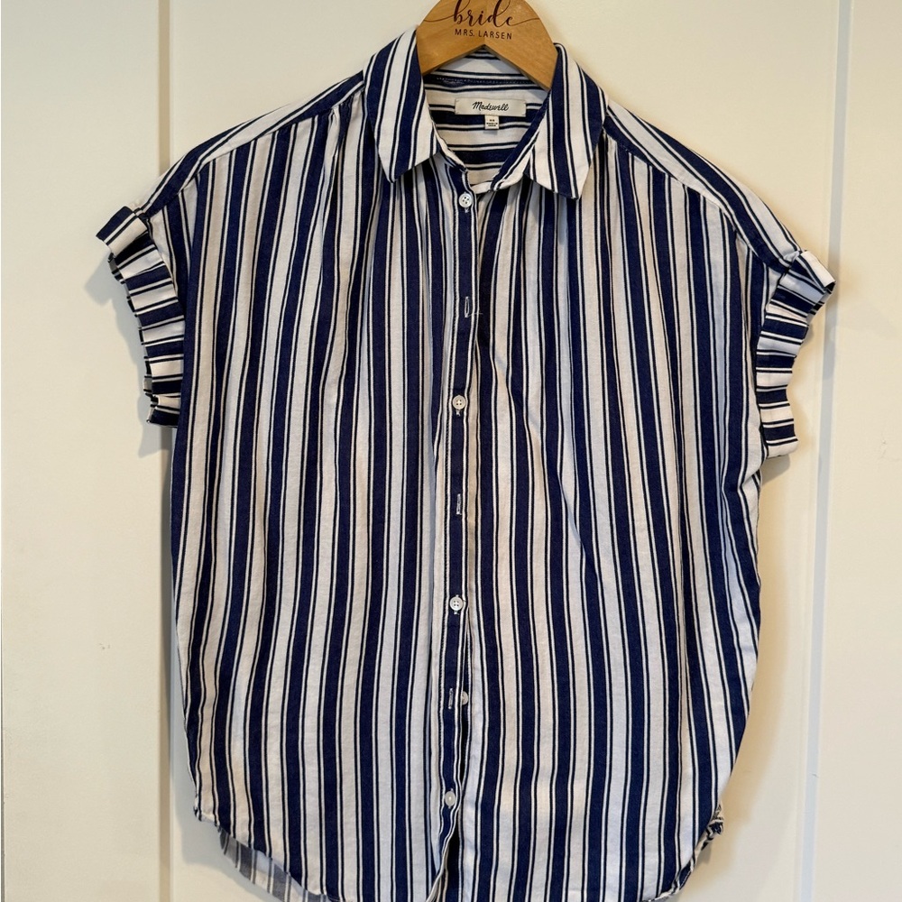 Blue Striped Button-Up Shirt